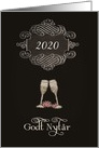 Year Customizable, Happy New Year in Danish, chalkboard effect, card