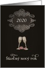 Customizable Year, Happy New Year in Czech, chalkboard effect, card