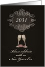 Year Customizable, invitation New Year’s Eve party, chalkboard effect, card