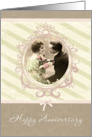 Happy Wedding Anniversary, vintage, ribbon and kraft paper effect card