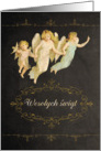 Merry Christmas in Polish, chalkboard effect, angels card