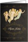 Merry Christmas in Finnish, hyv joulua, chalkboard effect, angel card