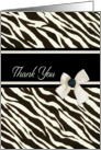 Thank You, zebra print, ribbon effect, blank note card