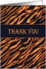 Thank You, zebra print, golden brown, blank note card