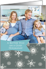 Merry Christmas in Scots, Customizable photo card, snowflakes card