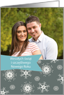 Merry Christmas in Polish, Customizable photo card, snowflakes card