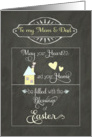 Happy Easter to my mom and dad, heart and home, chalkboard effect card