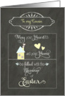 Easter Blessings to my cousin, heart and home, chalkboard effect card
