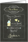 Easter Blessings, He is risen, chalkboard effect card