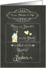 Easter Blessings to our Minister and his Wife, chalkboard effect card