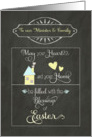 Easter Blessings to our Minister and his Family, chalkboard effect card