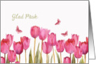 Happy Easter in Swedish, Glad Psk, tulips, butterflies card