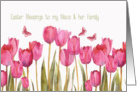 Easter Blessings to my niece and her family, scripture, tulips card