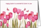 Happy Easter, Customizable Easter card, pink tulips card