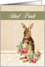 Happy Easter in Swedish, Glad Psk , vintage bunny card