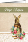 Happy Easter in Welsh, Pasg Hapus, vintage bunny card
