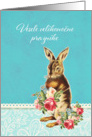 Happy Easter in Slovenian, Vesele velikonočne praznike, vintage bunny card