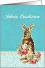 Happy Easter in Luxembourgish, Schin Ouschteren, vintage bunny card