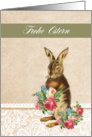 Happy Easter in German, Frohe Ostern, vintage bunny card