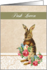 Happy Easter in Cornish, Pask Lowen, vintage bunny card