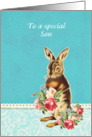 Happy Easter to my son, vintage bunny card