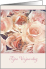 Happy Birthday in Dutch, Fijne Verjaardag, pink roses card