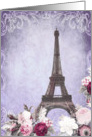 Blank note card, Eiffel tower Paris, vintage look card