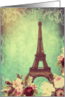 Blank note card, Eiffel tower Paris, vintage look card