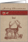 Merry Christmas to my Dad, reindeer, burlap effect card