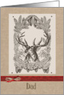 Merry Christmas to my Dad, reindeer, burlap effect card