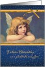 Merry Christmas in Luxembourgish, vintage angel card