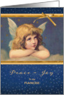 To my fiancee, Christmas card, vintage angel card