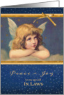 To my In Laws, Christmas card, vintage angel card