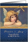 Custom personalized, Business Christmas card, vintage angel card