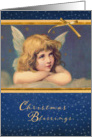 Christmas Blessings, Christian Christmas card, vintage angel card