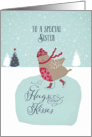 To my sister, Christmas card, skating robin card