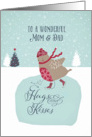 To my wonderful parents, Christmas card, skating robin card