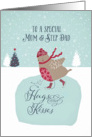 To a special mum and step dad, Christmas card, skating robin card