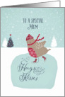 To a special mum, Christmas card, skating robin card