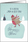 To a special mom and step dad, Christmas card, skating robin card