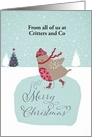 Customize for any name, business Christmas card, skating robin card