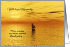 With deepest Sympathy, death by suicide, sun set, sailing ship card