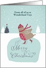 Customize for any name, business Christmas card, skating robin card