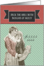 Deck the hall with Boughs of Holly, vintage carolers card