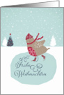 Merry Christmas in German, frohe Weihnachten , skating robin card