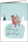 Merry Christmas in Dutch, fijne kerstdagen, skating robin card