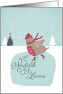 Merry Christmas in Cornish, Nadelik Lowen, skating robin card