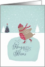 Hugs and Kisses, Christmas card, cute skating robin card