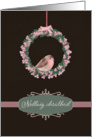 Merry Christmas in Scottish Gaelic, robin and wreath, illustration card