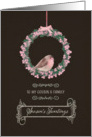 For cousin and family, Season’s Tweetings, robin & wreath card